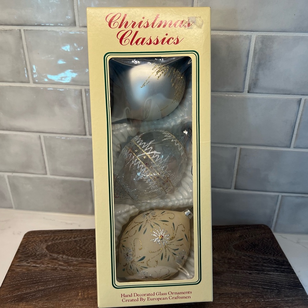 Vintage Christmas Classics Hand Decorated Glass Ornaments